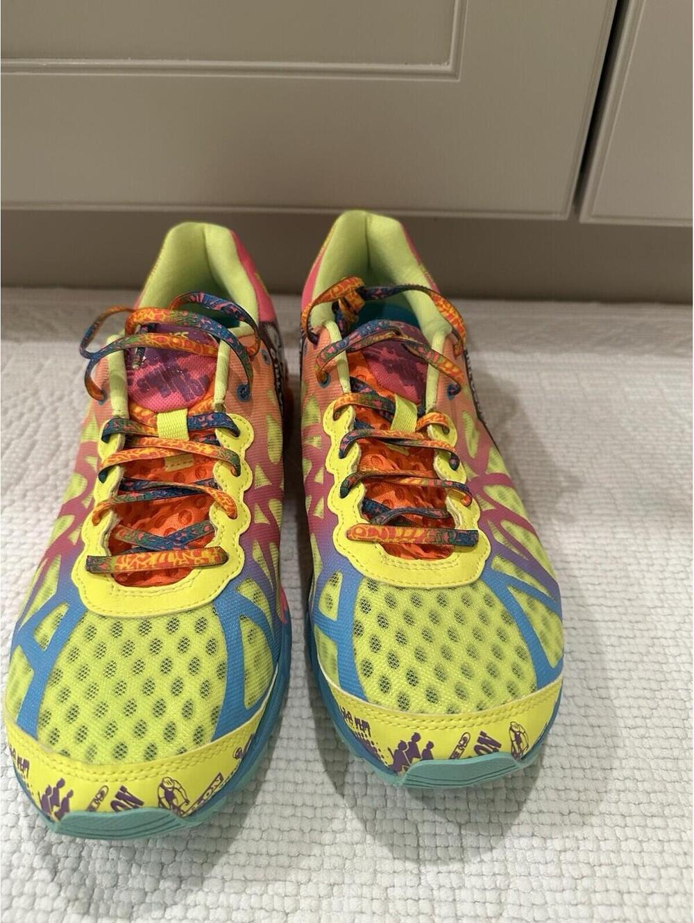 ASICS GEL-NOOSA SIZE WOMANS 11 T458N TRI 11 SHOES RUNNING MULTICOLOR NEON YELLOW